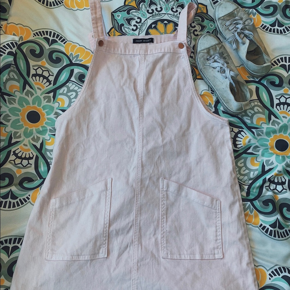 Blush pink overall dress